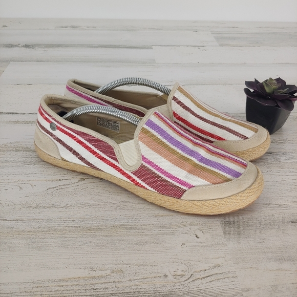UGG Shoes - Ugg Loafers Stripped Canvas Delizah Slip Ons
